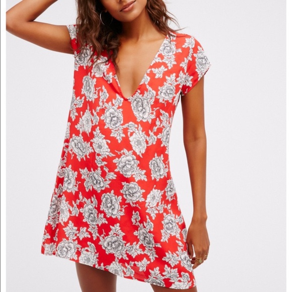 Free People Infinite Love Red Floral Dress